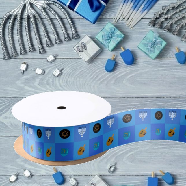 Hanukkah Menorah Dreidels star Satin Ribbon (Creator Uploaded)