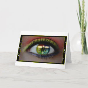 Hanukkah Menorah & Eye Reflection Greeting Card