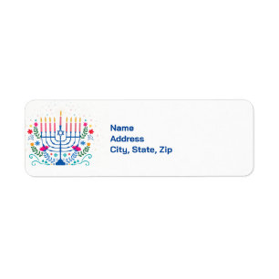 Hanukkah Menorah Floral  Label