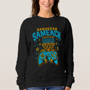 Hanukkah Menorah Gamer Video Games  Chanukah Jewis Sweatshirt