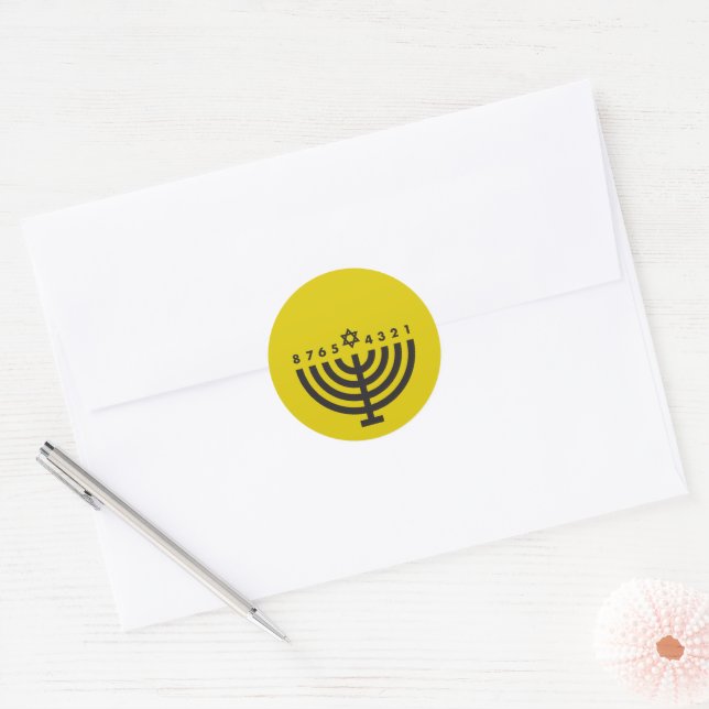 Hanukkah Menorah Gold & Black Envelope Seal (Envelope)