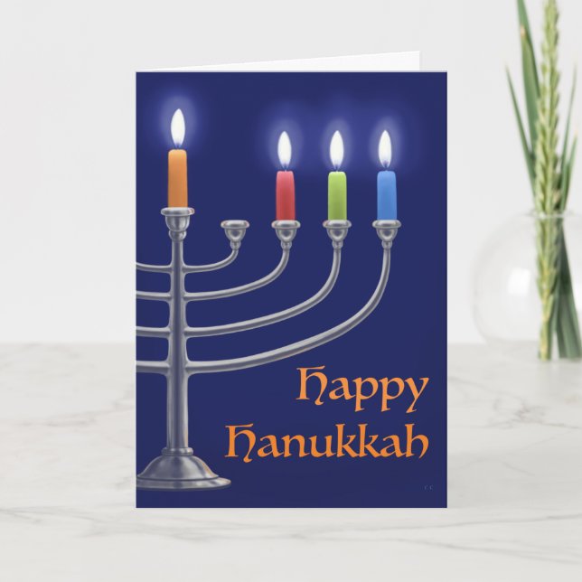 "Hanukkah Menorah." Greeting Card (Front)