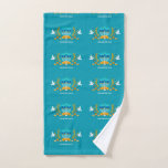 Hanukkah menorah hand towel<br><div class="desc">.Celebrate eight days and eight nights of the Festival of Lights with Hanukkah cards and gifts. The festival of lights is here. Light the menorah, play with the dreidel and feast on latkes and sufganiyots. Celebrate the spirit of Hanukkah with friends, family and loved ones by wishing them Happy Hanukkah....</div>