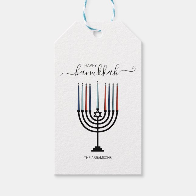 Hanukkah Menorah Holiday Gift Tag (Front)