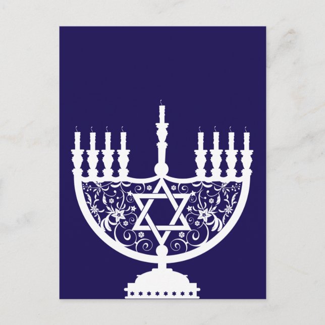 Hanukkah Menorah Holiday Postcard (Front)