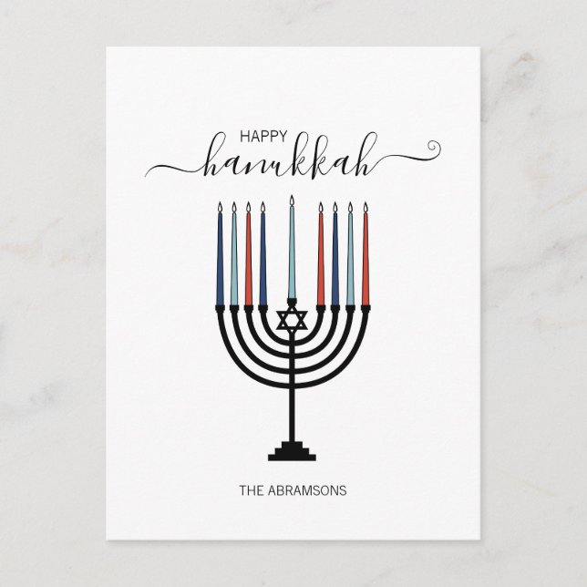 Hanukkah Menorah Holiday Postcard (Front)