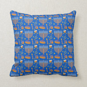 Hanukkah Menorah Jewish Holiday Pattern Cushion
