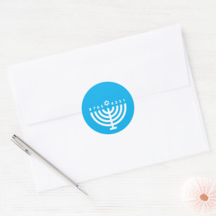 Hanukkah Menorah Light Blue Envelope Seal