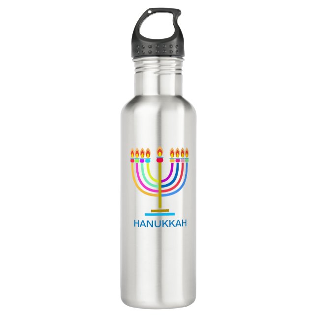 Hanukkah Menorah Lights Holiday symbol 710 Ml Water Bottle (Front)