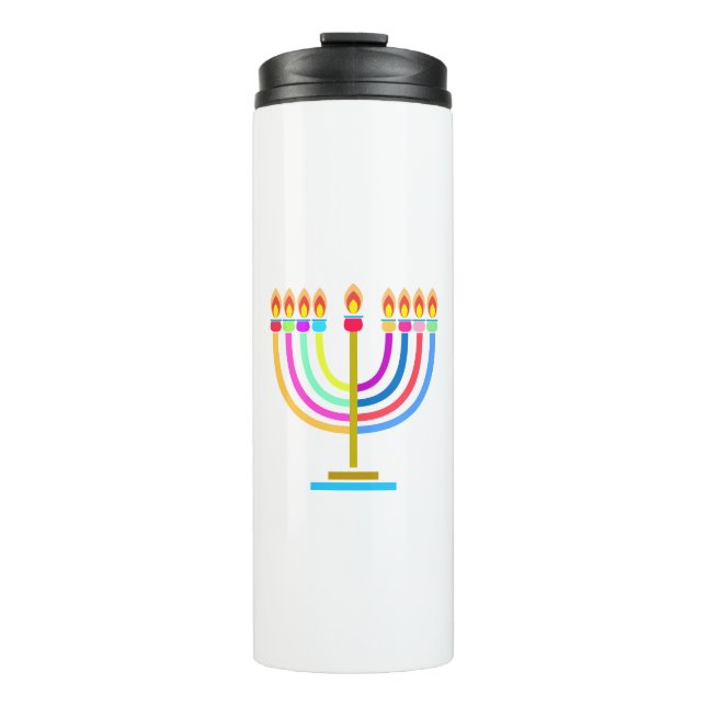 Hanukkah Menorah Lights Holiday symbol Thermal Tumbler (Front)