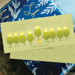 Hanukkah Menorah Olives | Green Group Card<br><div class="desc">Celebrate the Festival of Lights with a smile! This Hanukkah card features a group of fun-loving olives who light up together to form a menorah, with the playful message “Happy Hanukkah from olive us.” Perfect for families, friends, organisations, or businesses — and available with a logo template for an extra...</div>