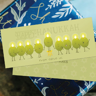 Hanukkah Menorah Olives Green Group Card