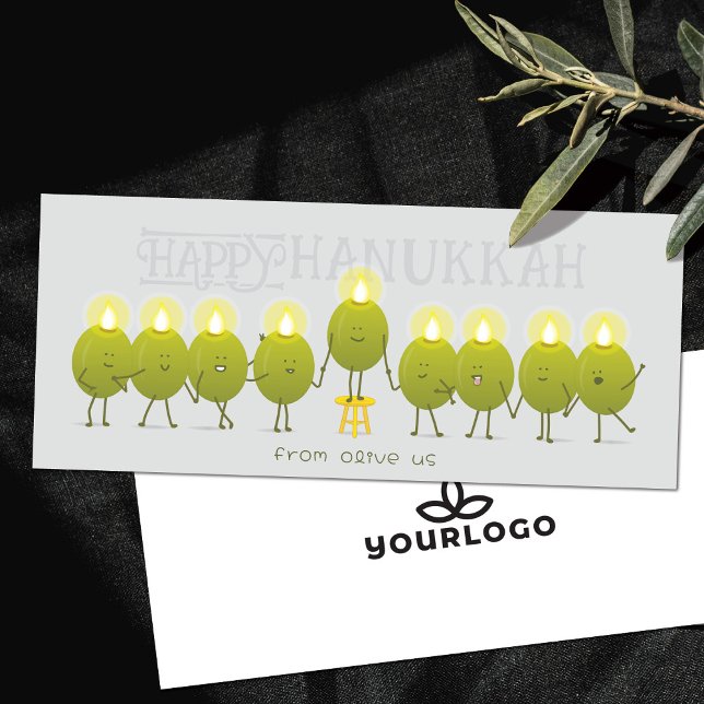 Hanukkah Menorah Olives | Grey Company Logo Card (Creator Uploaded)