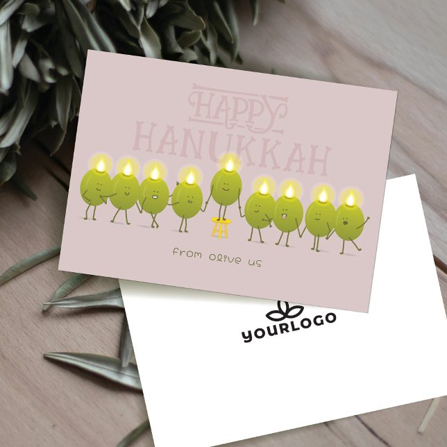 Hanukkah Menorah Olives | Mauve Company Logo Holiday Card (Creator Uploaded)