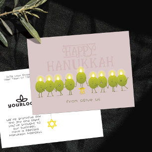Hanukkah Menorah Olives   Mauve Company Logo Postcard