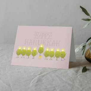 Hanukkah Menorah Olives, Mauve Folded Group Card