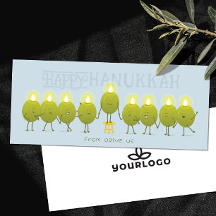 Hanukkah Menorah Olives Pale Blue Company Card