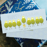 Hanukkah Menorah Olives | Pale Blue Group Card<br><div class="desc">Celebrate the Festival of Lights with a smile! This Hanukkah card features a group of fun-loving olives who light up together to form a menorah, with the playful message “Happy Hanukkah from olive us.” Perfect for families, friends, organisations, or businesses — and available with a logo template for an extra...</div>