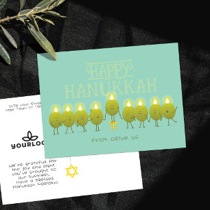 Hanukkah Menorah Olives Teal Green Company Logo Postcard
