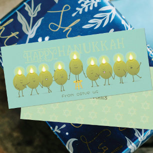 Hanukkah Menorah Olives Teal Green GroupCard