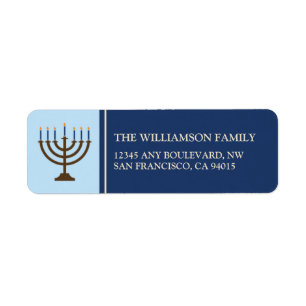 Hanukkah Menorah Return Address Labels (navy)