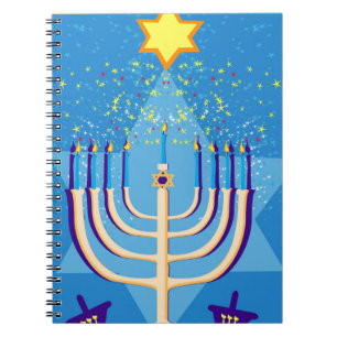 hanukkah menorah spiral notebook