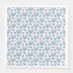 Hanukkah Menorah Star of David Doodle Art Style Napkin