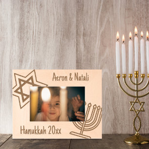 Hanukkah Menorah Star of David Simple and Classic  Etched Frames