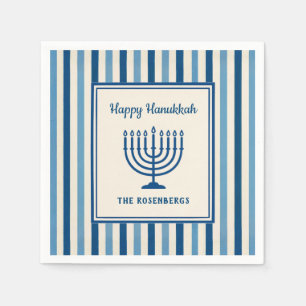 Hanukkah Menorah Stripes Trendy Custom Napkin