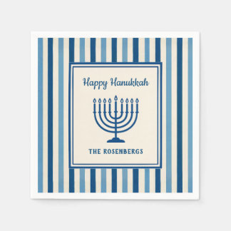 Hanukkah Menorah Stripes Trendy Custom Napkin