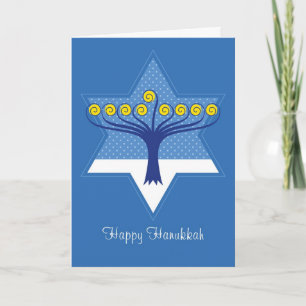 Hanukkah Menorah Tree in Star of David Holiday Card
