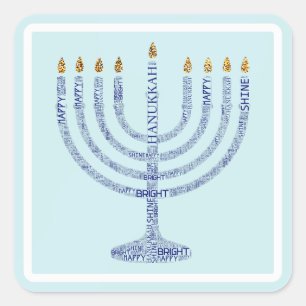 Hanukkah Menorah Typography Stickers