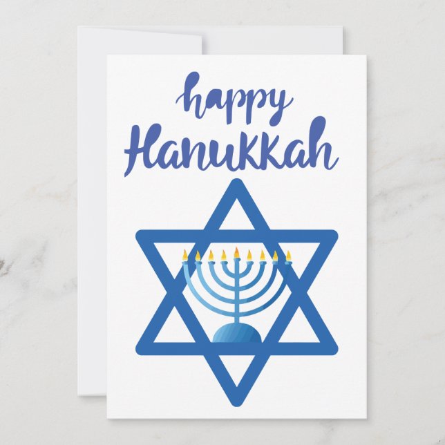 Hanukkah Menorah with Candles and Traditional Item Holiday Card (Front)