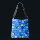 Hanukkah Menorahs Crossbody Bag<br><div class="desc">This cross-body tote bag has a Hanukkah design of menorahs and stars on a blue background. Great for the your Hanukah shopping.</div>