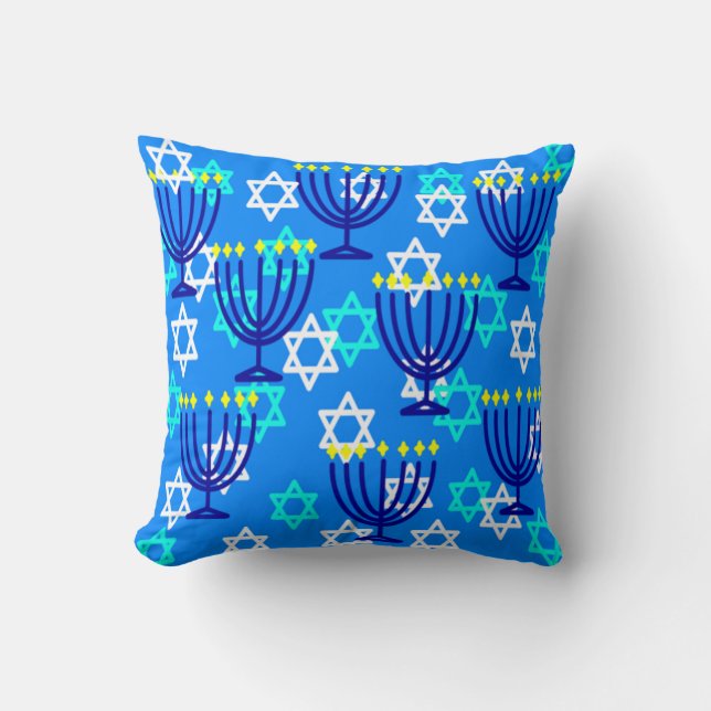 Hanukkah Menorahs Cushion (Front)