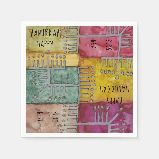 Hanukkah Menorahs Napkin (Front)