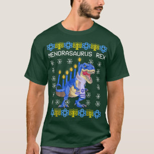 Hanukkah Menorasaurus Re Menorah Ugly Hanukkah T-Shirt