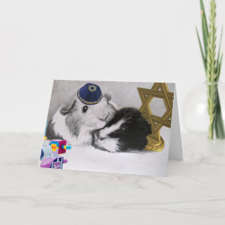 Hanukkah Mitzvah Peegs Guinea Pigs Customisable Holiday Card