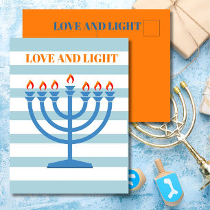 Hanukkah Modern Menorah Blue Greeting Card
