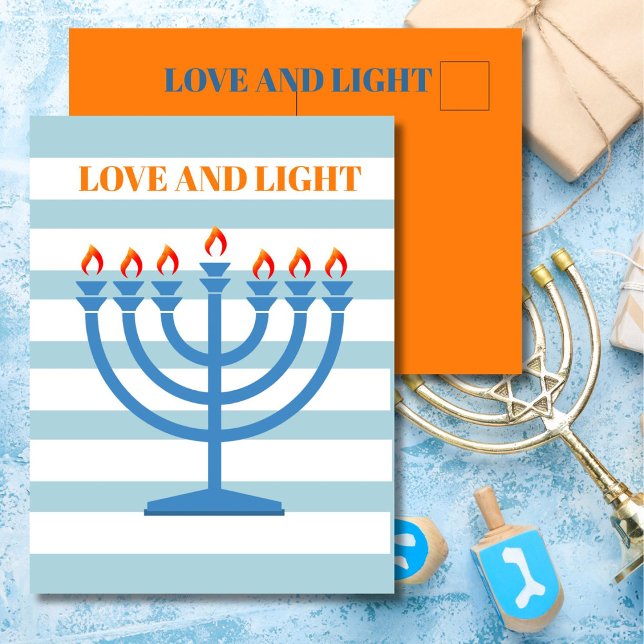 Hanukkah Modern Menorah Blue  Greeting Card  (Creator Uploaded)
