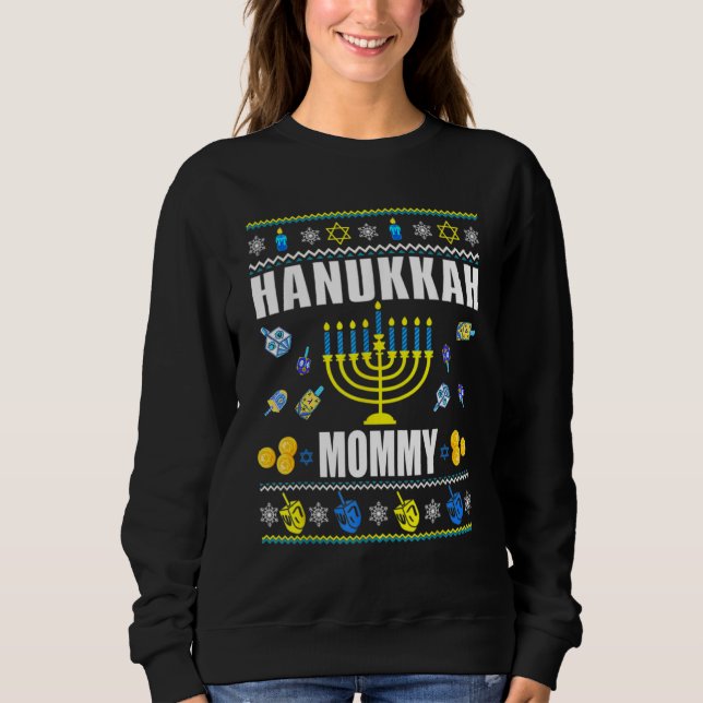 Hanukkah Mommy Jew Chanukah Ugly Sweater Pajamas (Front)