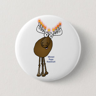 Hanukkah moose! 6 cm round badge