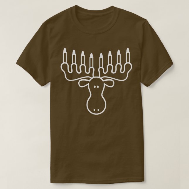 Hanukkah Moose Menorah Funny Jewish  T-Shirt (Design Front)