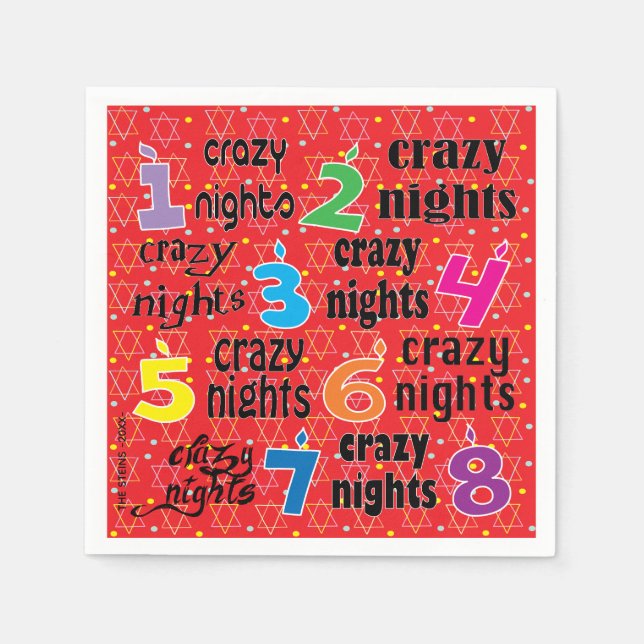 Hanukkah Napkin Personalise "8 Crazy Nights/Red (Front)
