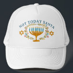HANUKKAH NOT TODAY SANTA Funny Floral Hand-drawn Trucker Hat<br><div class="desc">Hand drawn florals by me for you.  Add your own text if you like. For more designs and colours check my shop! Or let me know if you'd like something custom.  Ask if you don't find what you need! :)</div>