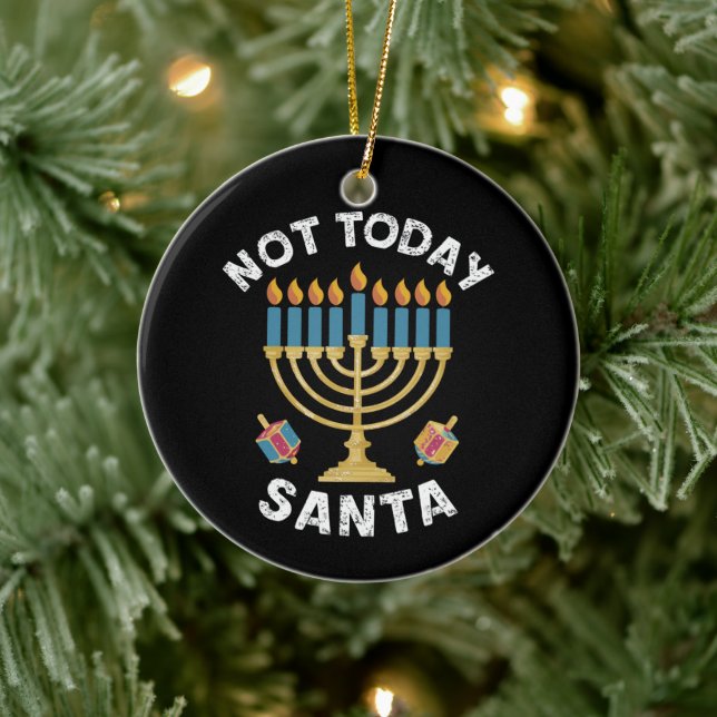 Hanukkah Not Today Santa Jewish Chanukah  Ceramic Tree Decoration (Tree)