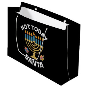 Hanukkah Not Today Santa Jewish Chanukah Large Gift Bag