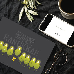 Hanukkah Olive Menorah   Dark Gray Corporate Logo Card