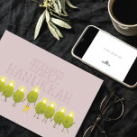 Hanukkah Olive Menorah | Mauve Corporate Logo Card<br><div class="desc">Shine bright together this Hanukkah! This corporate greeting card features a playful group of olives who team up to form a glowing menorah with the message “Happy Hanukkah from olive us.” The inside includes a logo template on a crisp white background for easy company branding. Celebrate the spirit of teamwork...</div>