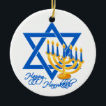Hanukkah ornament - customise<br><div class="desc">Happy Hanukkah! Add your own text / image on the other side. See my store for more items with this print.</div>